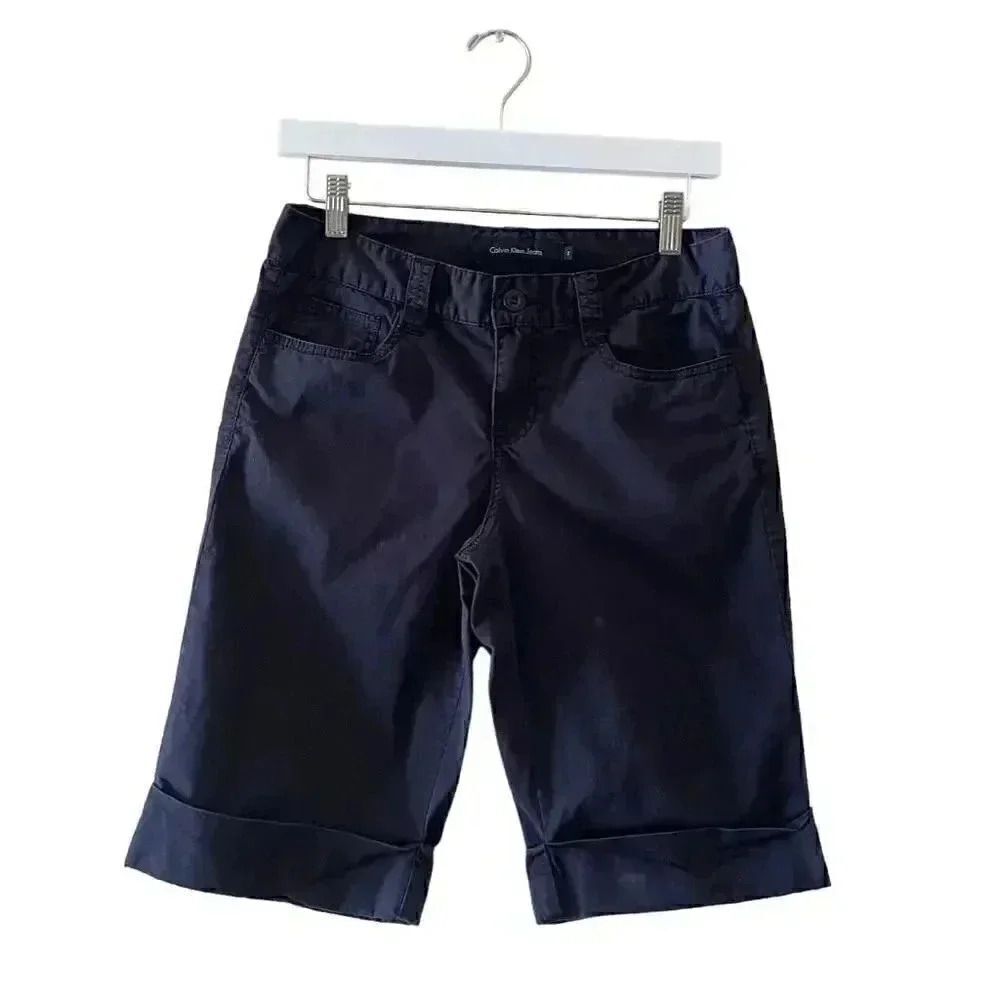 Calvin Klein Jeans Short Bermuda Shorts Rolling Cuffs Pockets Cotton SZ 2 # 1368
